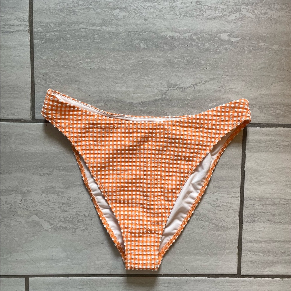 NWOT Abercrombie & Fitch Orange Gingham Bikini Bottom